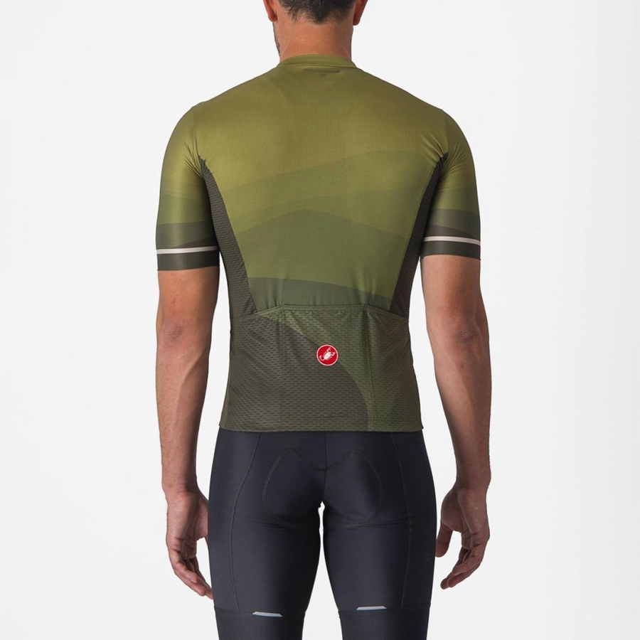 Castelli ORIZZONTE Men Jersey Deep Green / Olive / Silver | 42CNUKQWM