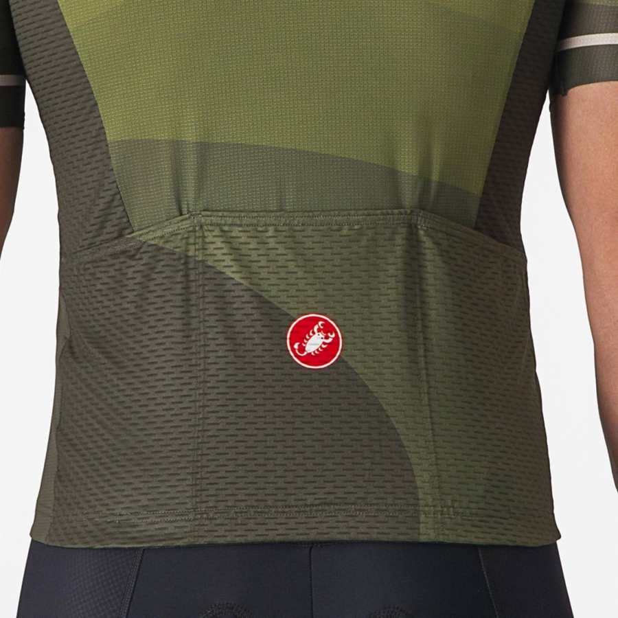 Castelli ORIZZONTE Men Jersey Deep Green / Olive / Silver | 42CNUKQWM