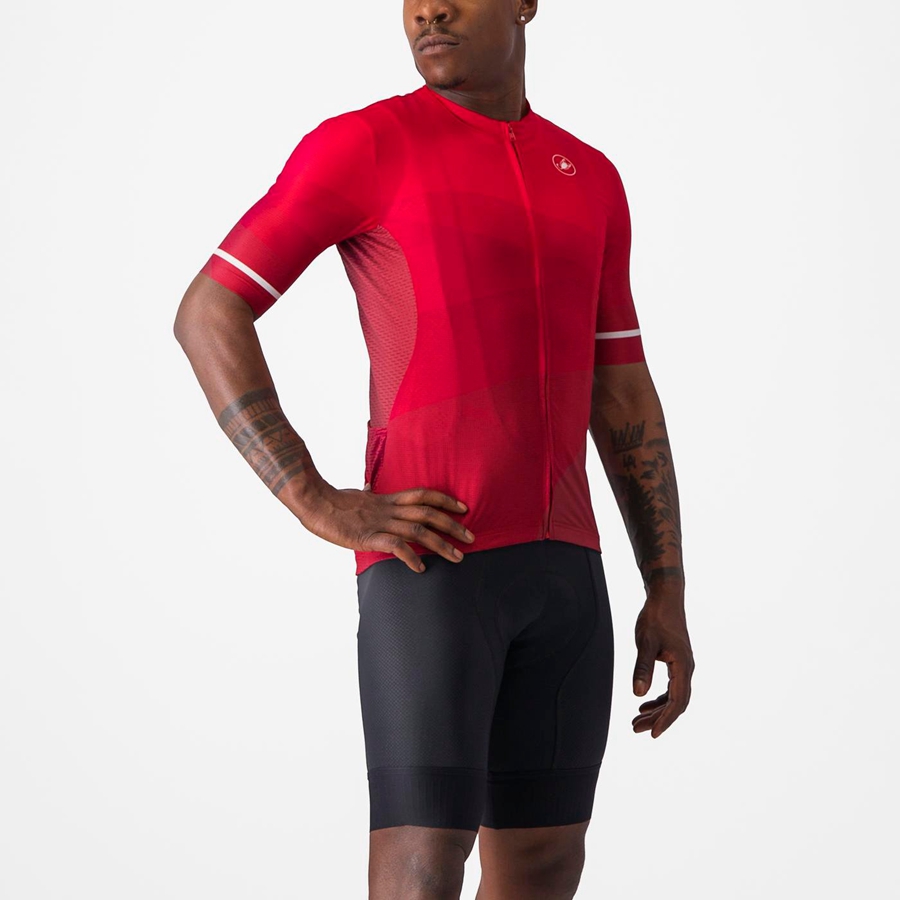 Castelli ORIZZONTE Men Jersey Red / Red / White | 34DPZGIUK