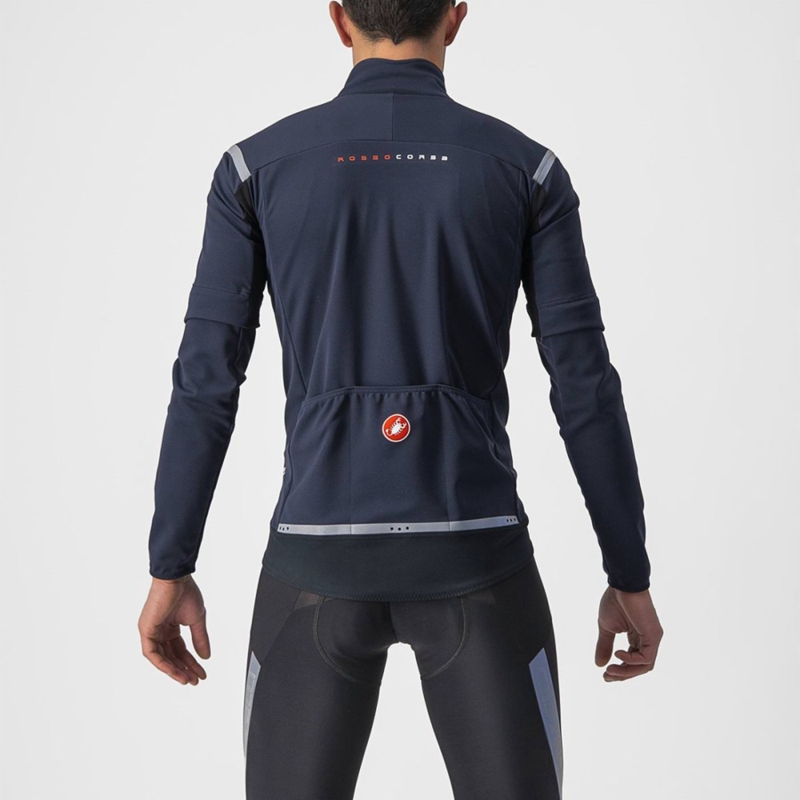 Castelli PERFETTO RoS 2 CONVERTIBLE Men Jackets Blue / Silver | 06HKLXEBJ