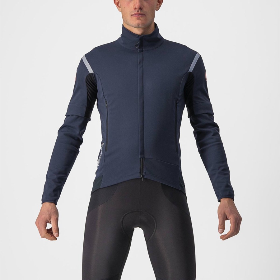 Castelli PERFETTO RoS 2 CONVERTIBLE Men Jackets Blue / Silver | 06HKLXEBJ