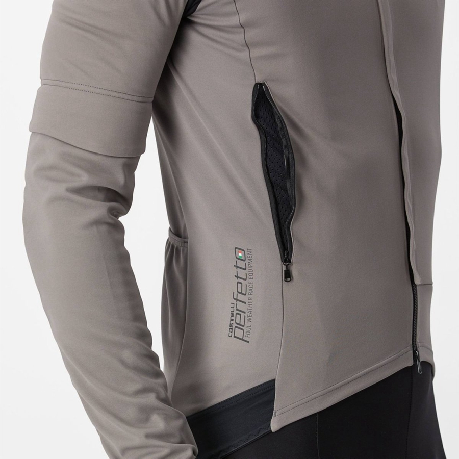 Castelli PERFETTO RoS 2 CONVERTIBLE Men Jackets Grey / Khaki Grey | 69UMZCKEY