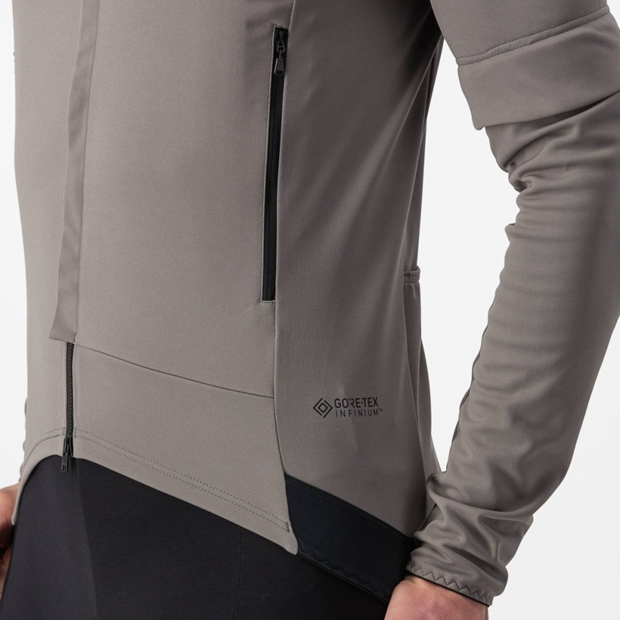 Castelli PERFETTO RoS 2 CONVERTIBLE Men Jackets Grey / Khaki Grey | 69UMZCKEY