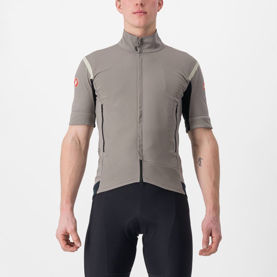 Castelli PERFETTO RoS 2 CONVERTIBLE Men Jackets Grey / Khaki Grey | 69UMZCKEY