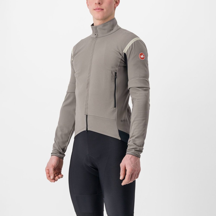 Castelli PERFETTO RoS 2 CONVERTIBLE Men Jackets Grey / Khaki Grey | 69UMZCKEY