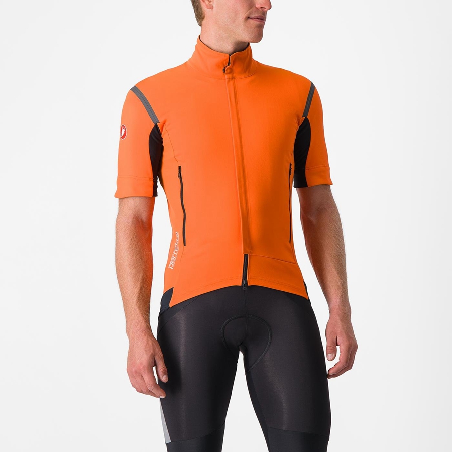 Castelli PERFETTO RoS 2 CONVERTIBLE Men Jackets Red Orange / Dark Grey | 10JZXSFEI