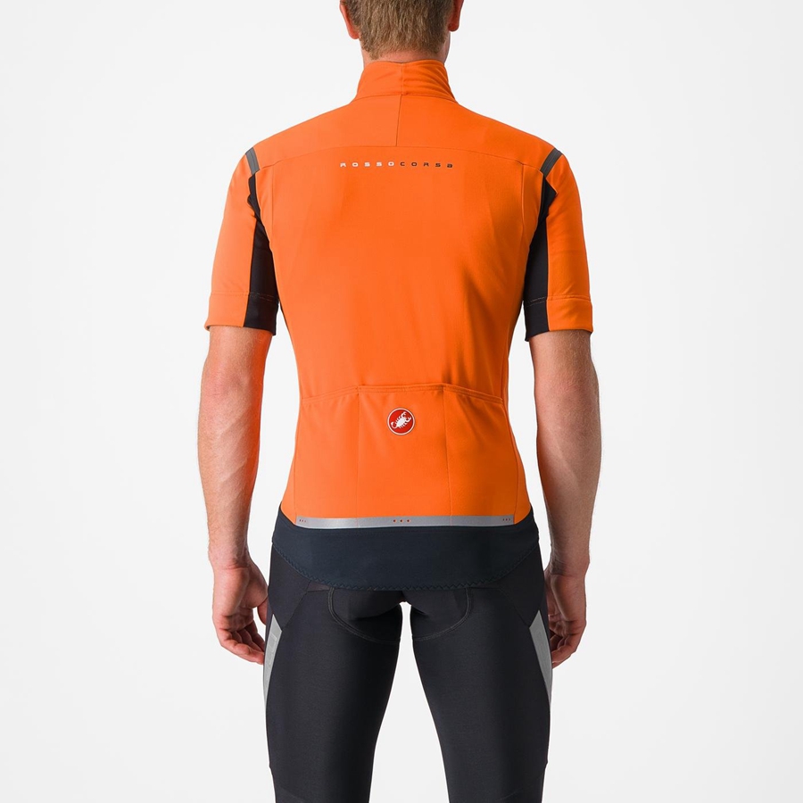 Castelli PERFETTO RoS 2 CONVERTIBLE Men Jackets Red Orange / Dark Grey | 10JZXSFEI