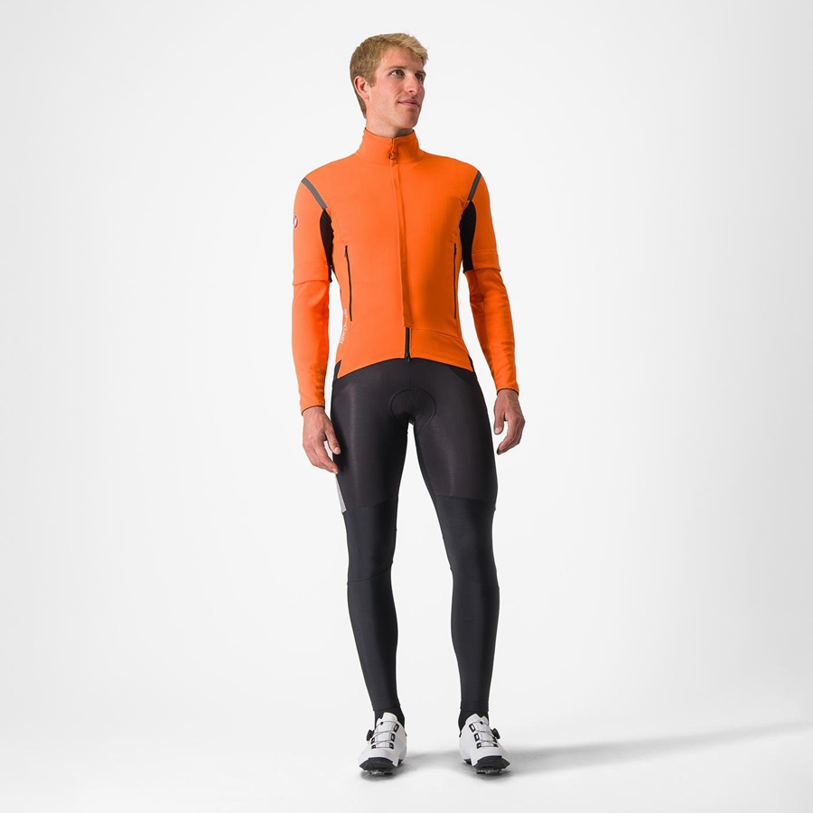 Castelli PERFETTO RoS 2 CONVERTIBLE Men Jackets Red Orange / Dark Grey | 10JZXSFEI