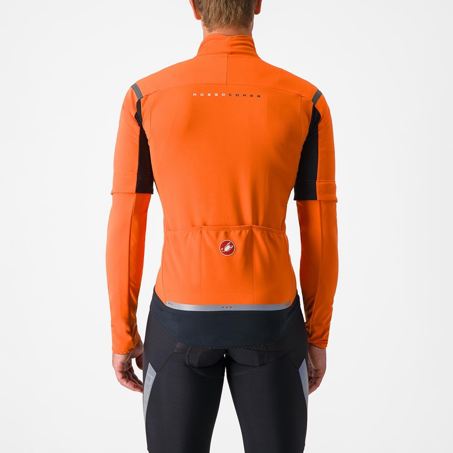 Castelli PERFETTO RoS 2 CONVERTIBLE Men Jackets Red Orange / Dark Grey | 10JZXSFEI