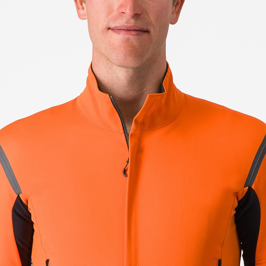 Castelli PERFETTO RoS 2 CONVERTIBLE Men Jackets Red Orange / Dark Grey | 10JZXSFEI