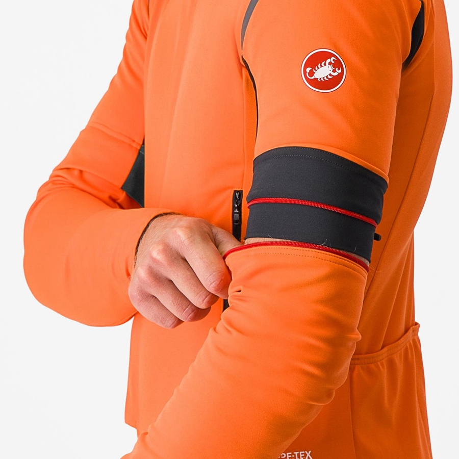 Castelli PERFETTO RoS 2 CONVERTIBLE Men Jackets Red Orange / Dark Grey | 10JZXSFEI