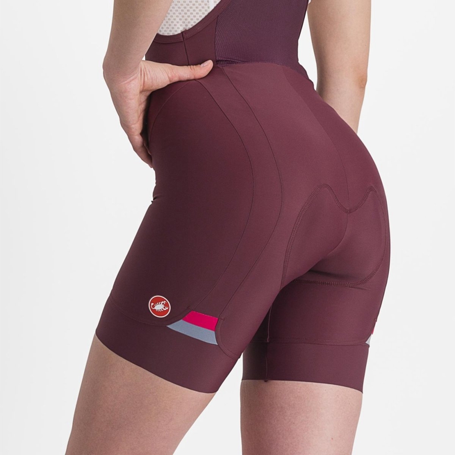 Castelli PRIMA Women Bib Shorts Deep Burgundy / Red | 14XKNUPMA