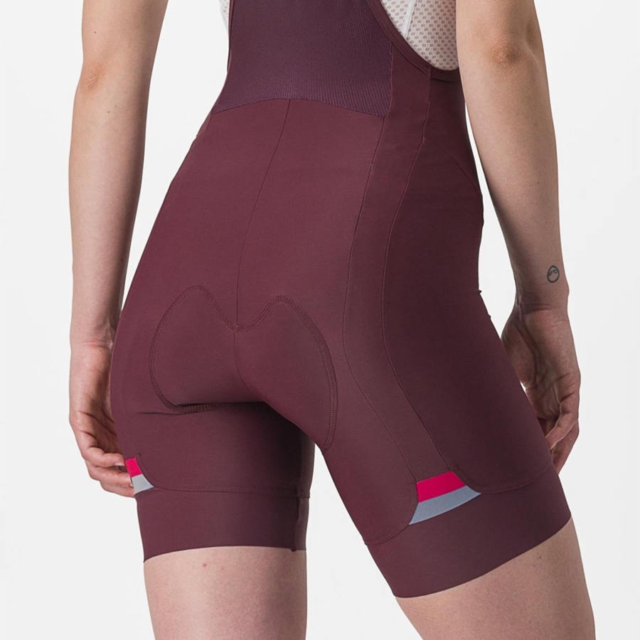 Castelli PRIMA Women Bib Shorts Deep Burgundy / Red | 14XKNUPMA