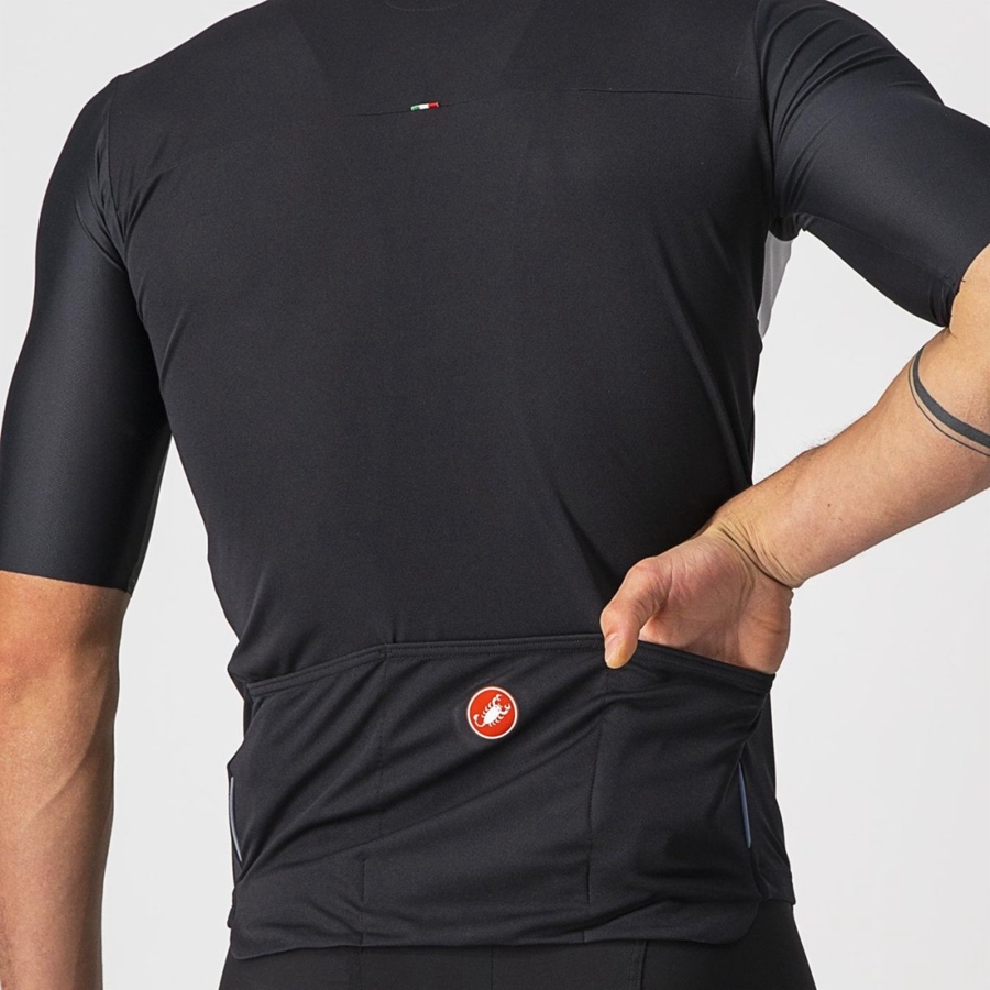 Castelli PROLOGO 7 Men Jersey Black / Silver Grey / White | 84IYOGNQH