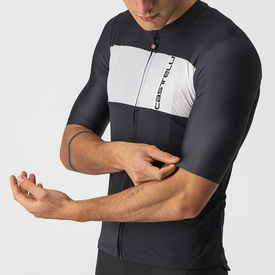 Castelli PROLOGO 7 Men Jersey Black / Silver Grey / White | 84IYOGNQH