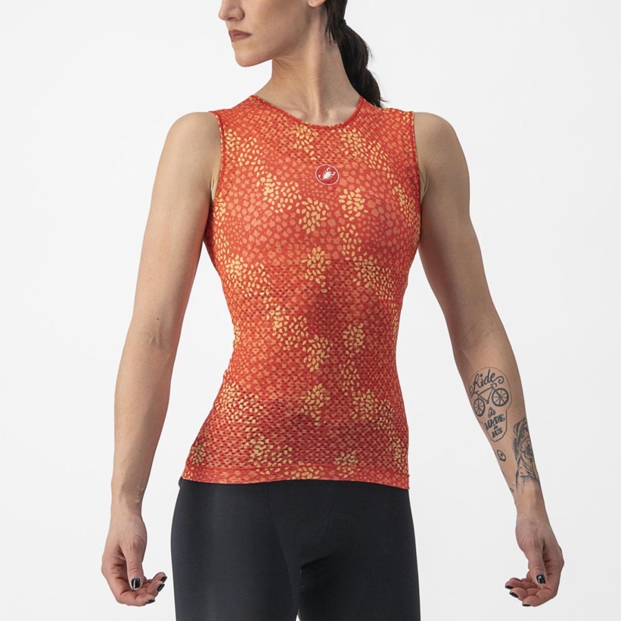 Castelli PRO MESH 4 W SLEEVELESS Women Base Layer Orange | 98OYPRFMH