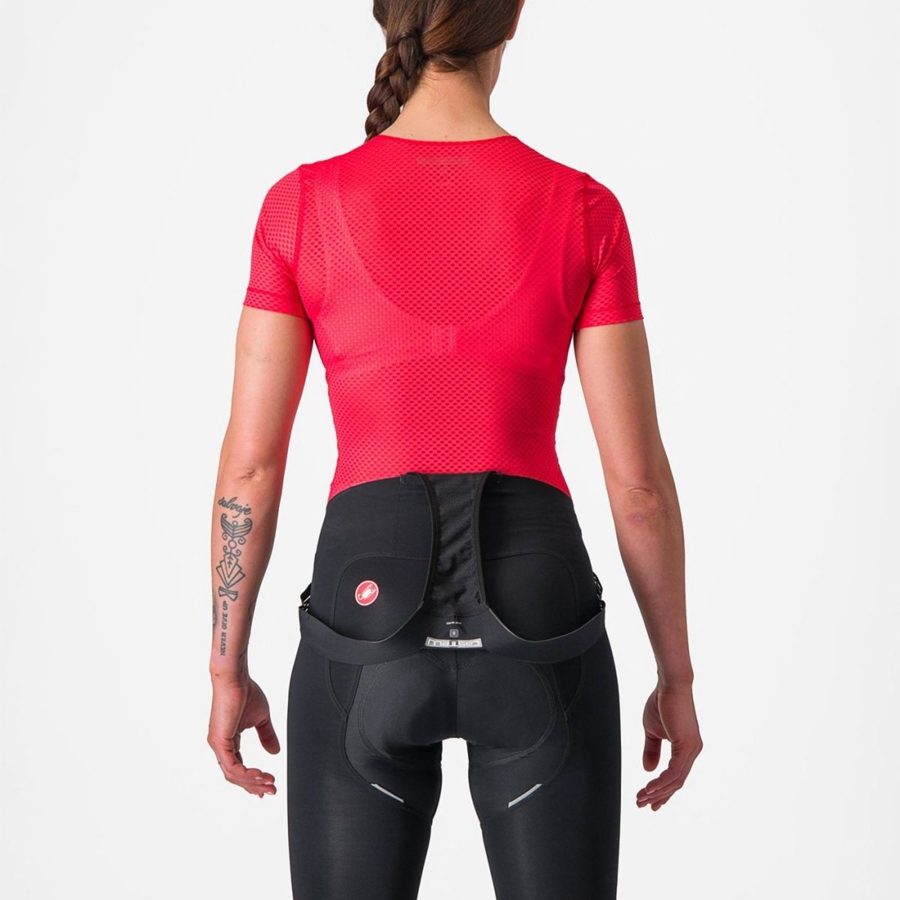 Castelli PRO MESH W SHORT SLEEVE Women Base Layer Red | 15FGJRKYC