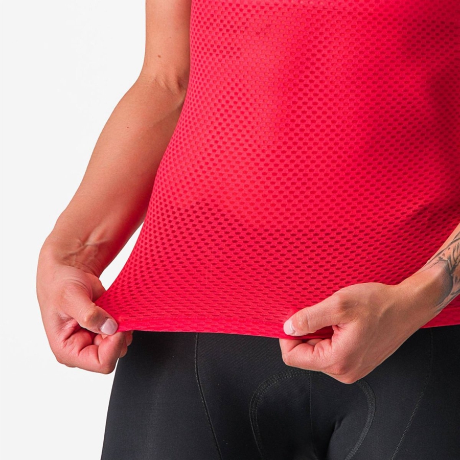 Castelli PRO MESH W SHORT SLEEVE Women Base Layer Red | 15FGJRKYC