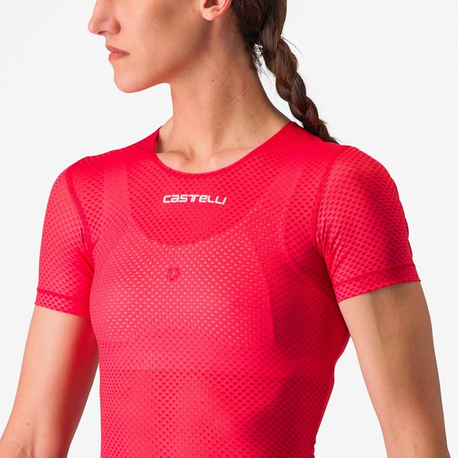 Castelli PRO MESH W SHORT SLEEVE Women Base Layer Red | 15FGJRKYC