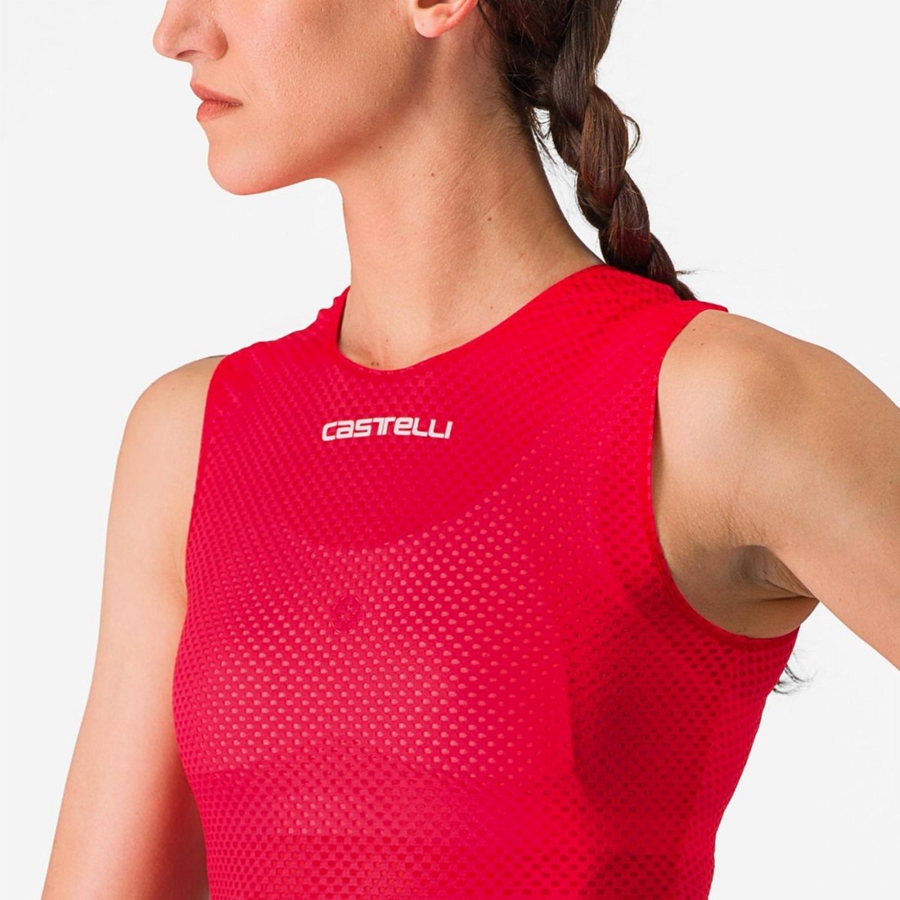 Castelli PRO MESH W SLEEVELESS Women Base Layer Red | 18LTQDPXB