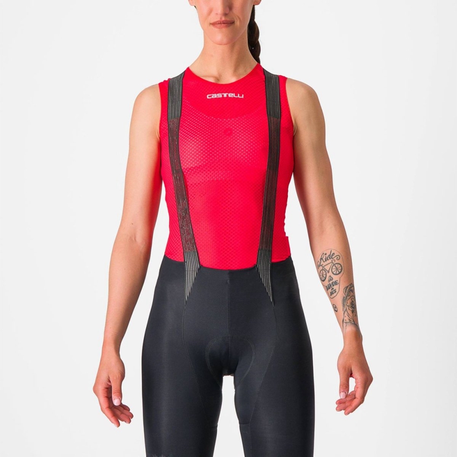 Castelli PRO MESH W SLEEVELESS Women Base Layer Red | 18LTQDPXB