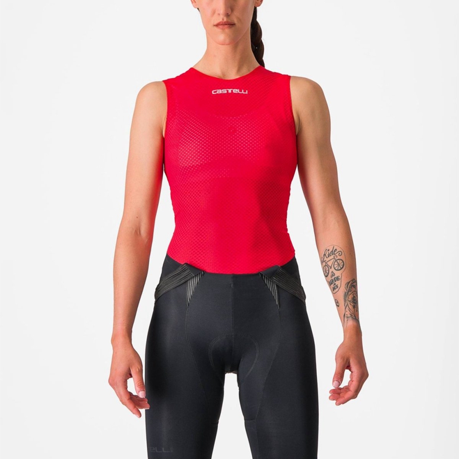 Castelli PRO MESH W SLEEVELESS Women Base Layer Red | 18LTQDPXB