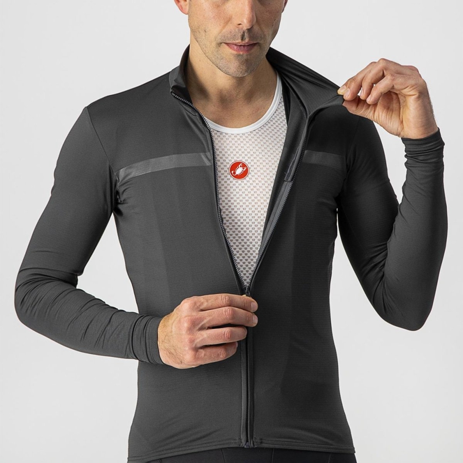 Castelli PRO THERMAL MID LS Men Jersey Dark Grey | 37XYPNVDM