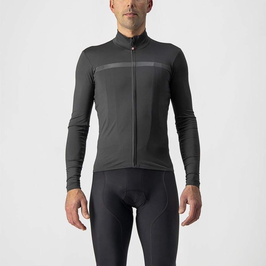 Castelli PRO THERMAL MID LS Men Jersey Dark Grey | 37XYPNVDM