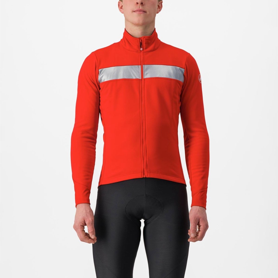 Castelli RADDOPPIA 3 Men Jackets Red / Silver | 79OIWQZED