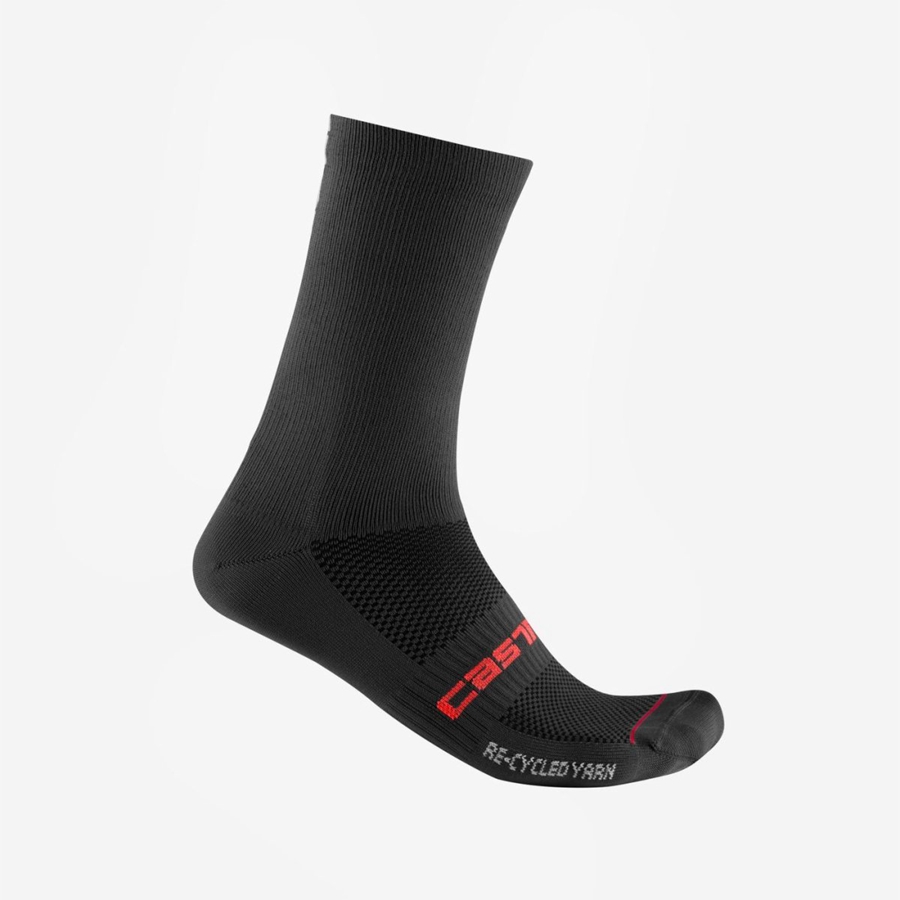 Castelli RE-CYCLE THERMAL 18 Men Socks Black | 02RQMIUFO