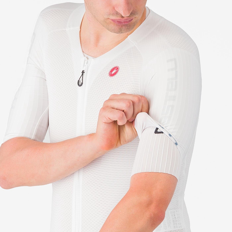 Castelli SANREMO BTW X2 Men Speedsuits White Blue | 86DPFWGOI