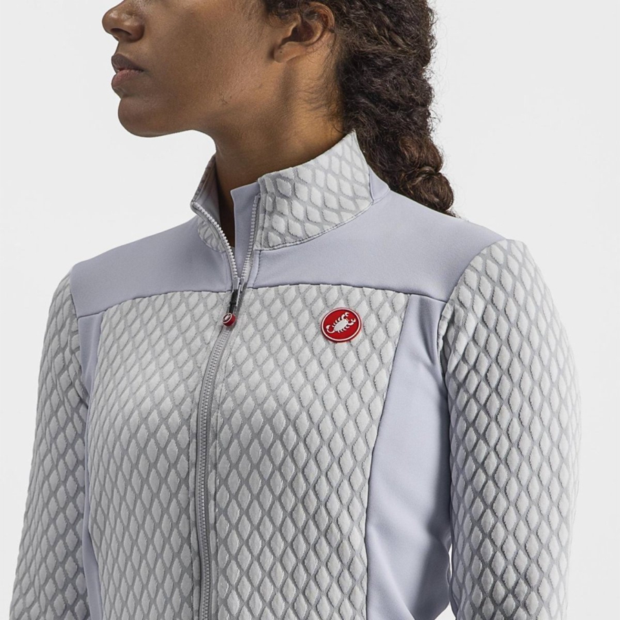 Castelli SFIDA 2 FZ Women Jersey Silver Grey / White | 61JABWCLO