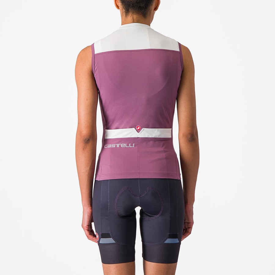 Castelli SOLARIS SLEEVELESS Women Jersey Deep Purple / White | 95EDCPGMU