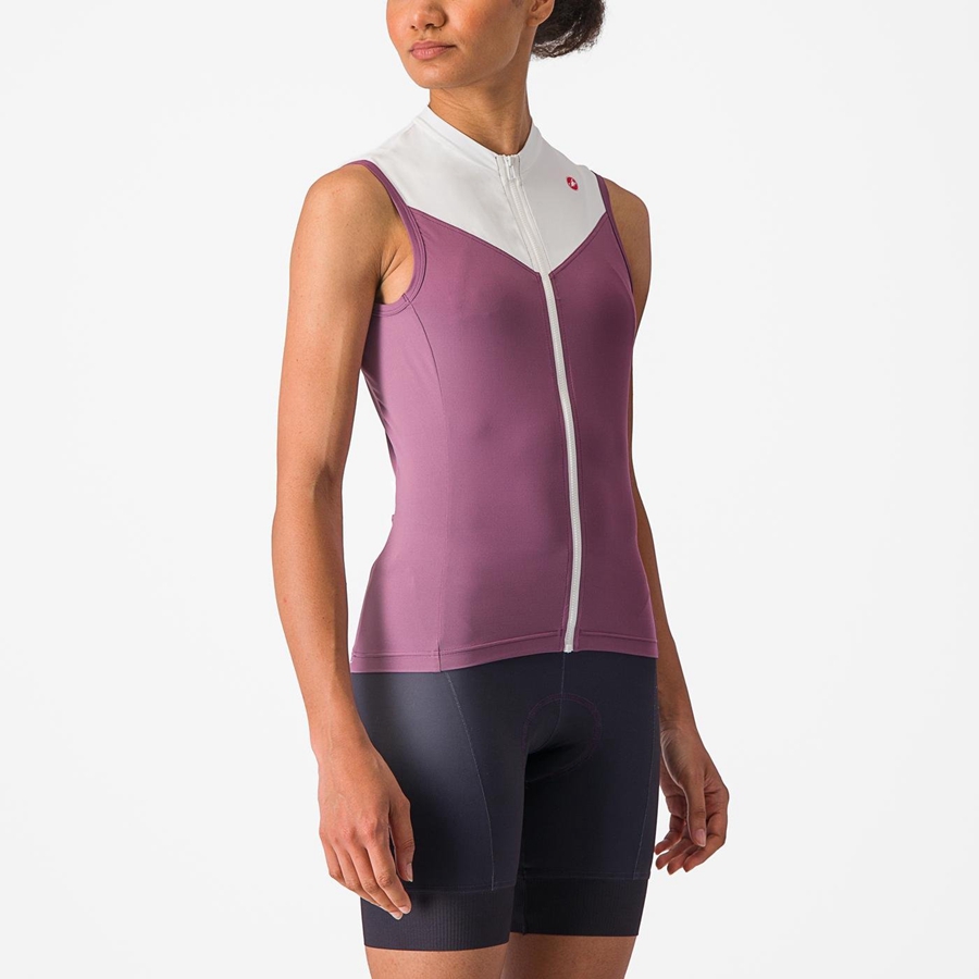 Castelli SOLARIS SLEEVELESS Women Jersey Deep Purple / White | 95EDCPGMU