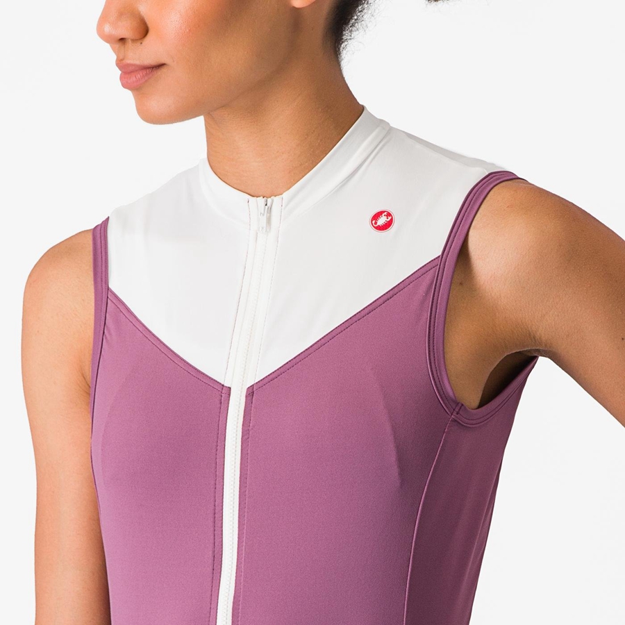 Castelli SOLARIS SLEEVELESS Women Jersey Deep Purple / White | 95EDCPGMU