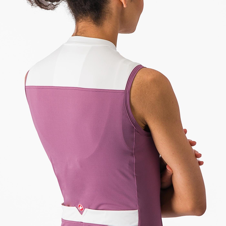 Castelli SOLARIS SLEEVELESS Women Jersey Deep Purple / White | 95EDCPGMU