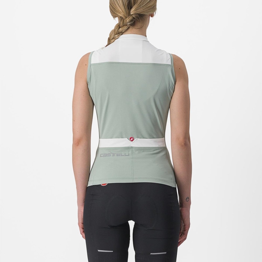 Castelli SOLARIS SLEEVELESS Women Jersey Green / White | 83IRTCMUD