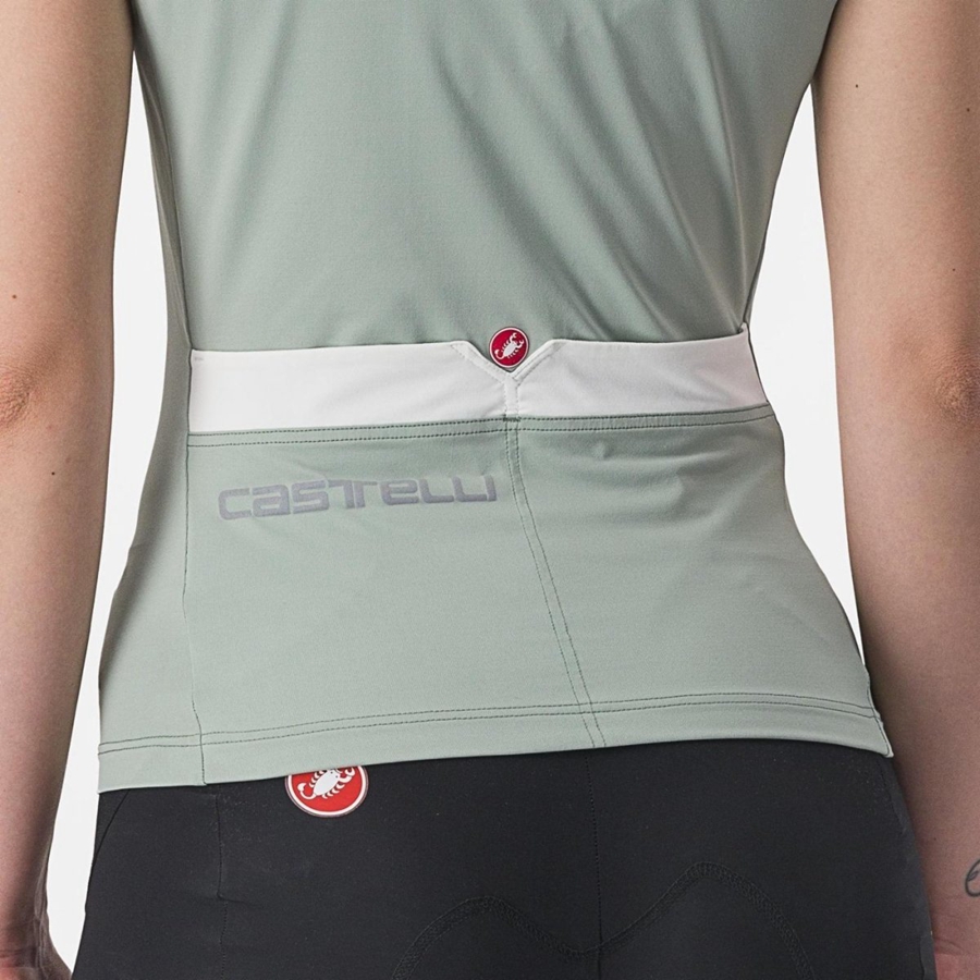 Castelli SOLARIS TOP Women Jersey Green / White | 97ZNIXJHQ