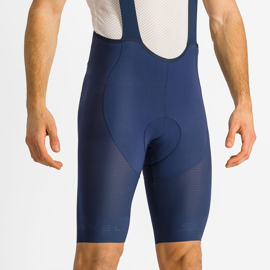 Castelli SUPERLEGGERA Men Bib Shorts Blue | 58KROTZEI