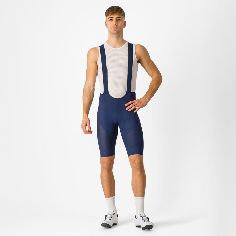 Castelli SUPERLEGGERA Men Bib Shorts Blue | 58KROTZEI