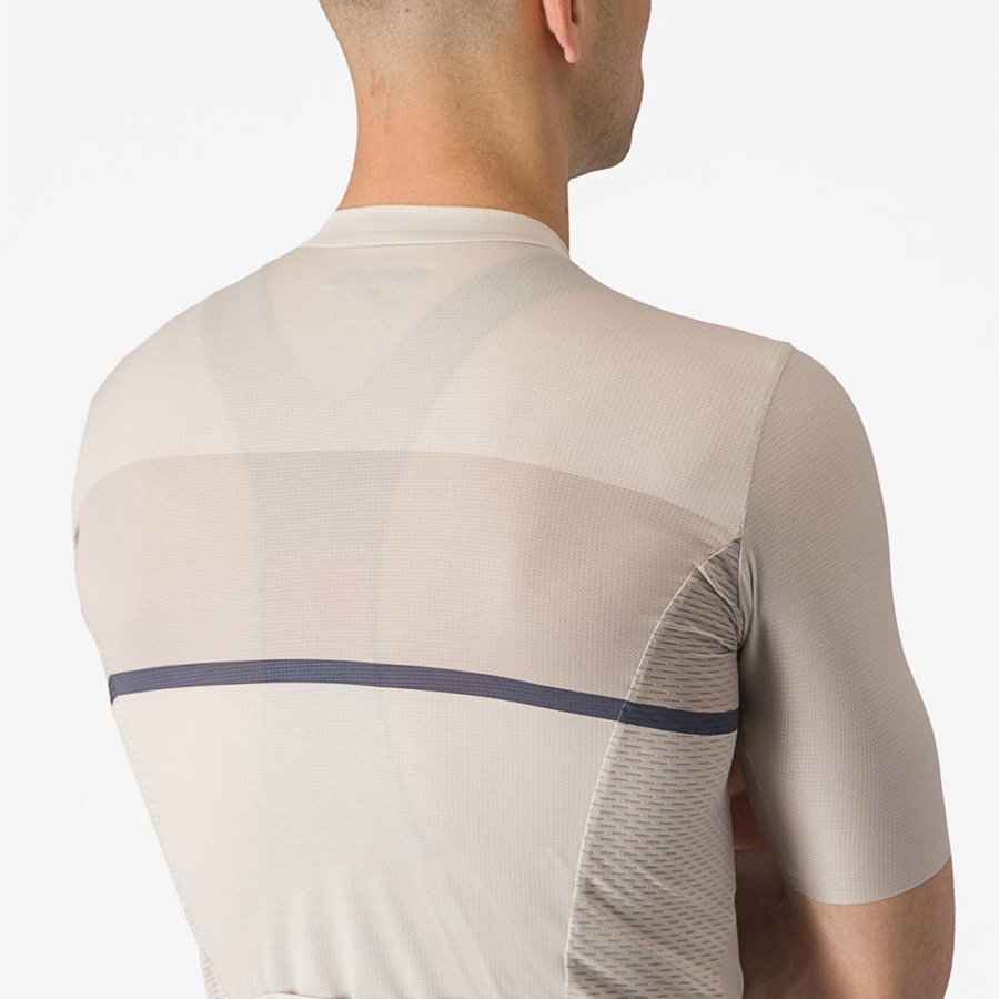 Castelli TRADIZIONE Men Jersey Silver / Blue | 01OXLBFVJ