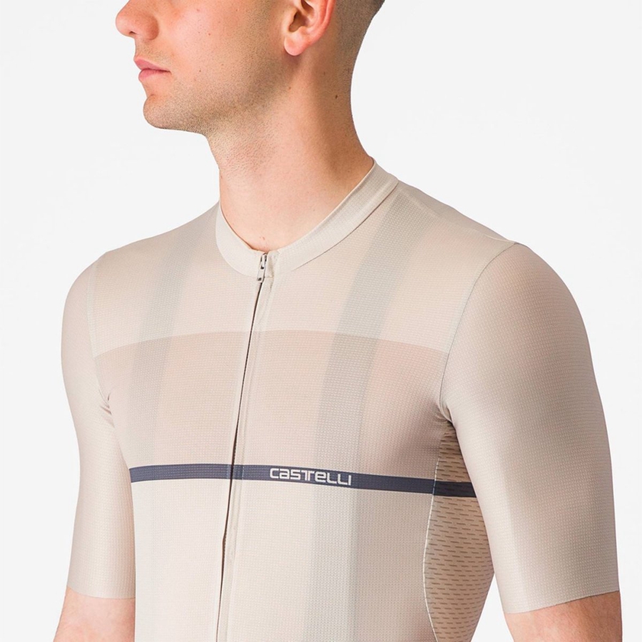 Castelli TRADIZIONE Men Jersey Silver / Blue | 01OXLBFVJ