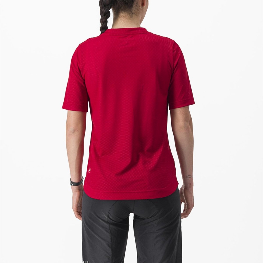 Castelli TRAIL TECH 2 W TEE Women Jersey Dark Red | 25LVQIRNM