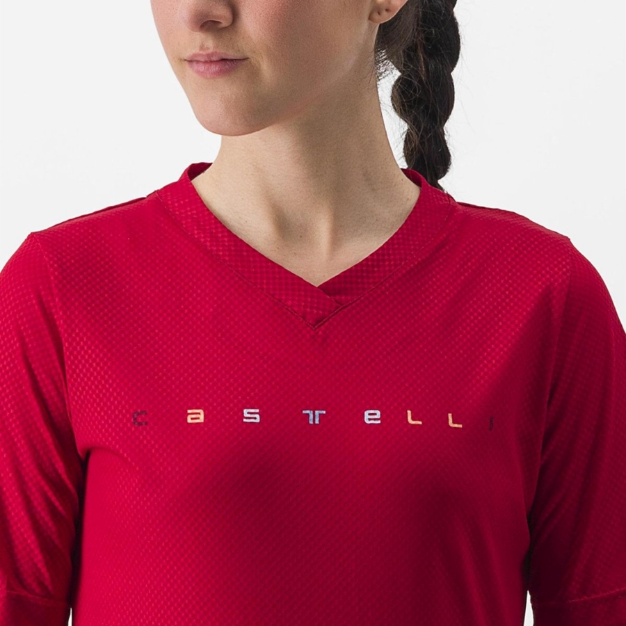 Castelli TRAIL TECH 2 W TEE Women Jersey Dark Red | 25LVQIRNM