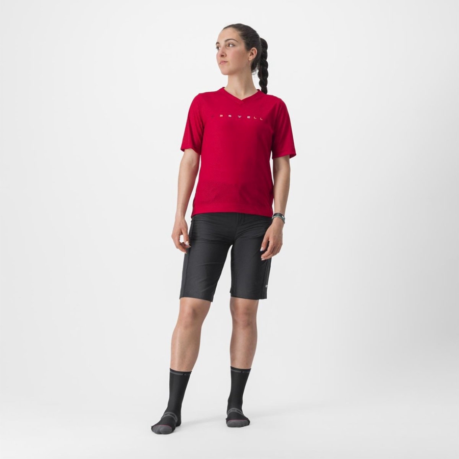 Castelli TRAIL TECH 2 W TEE Women Jersey Dark Red | 25LVQIRNM