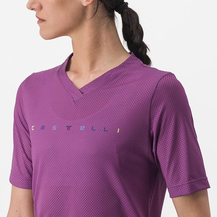 Castelli TRAIL TECH 2 W TEE Women Jersey Purple | 13JSPWUOQ