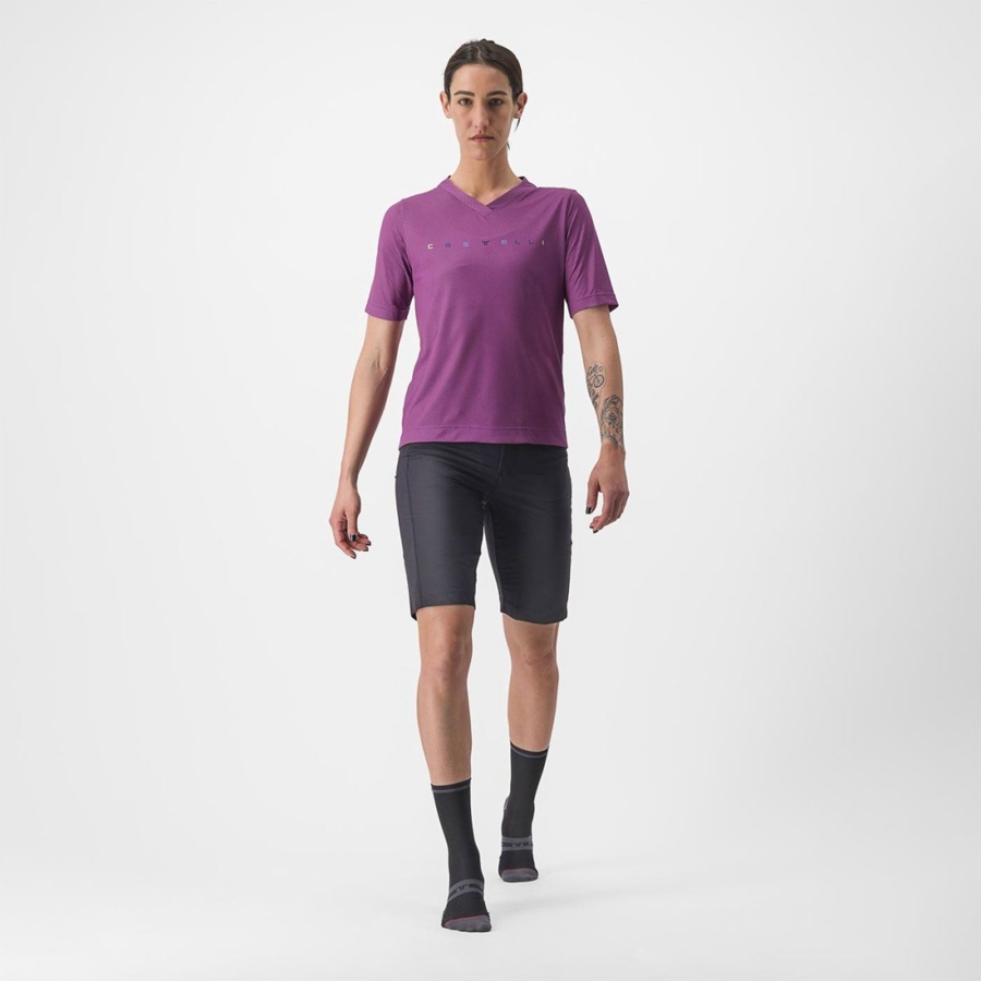 Castelli TRAIL TECH 2 W TEE Women Jersey Purple | 13JSPWUOQ