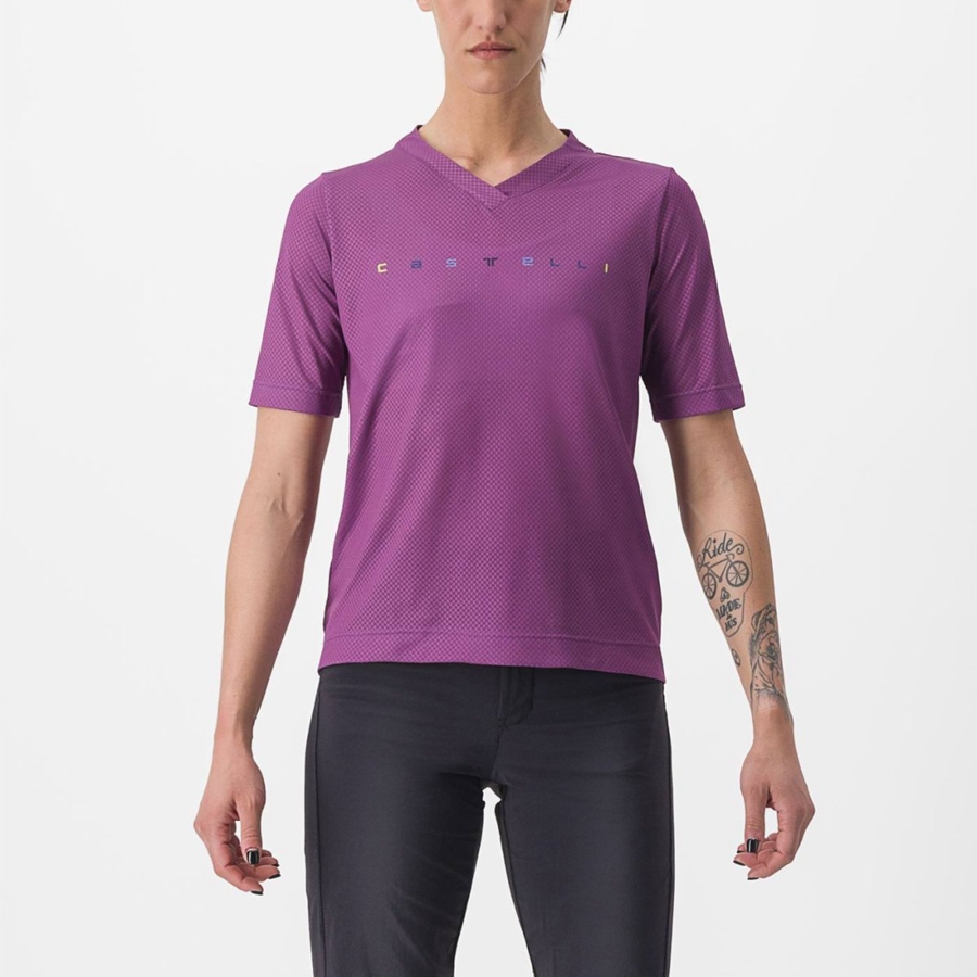 Castelli TRAIL TECH 2 W TEE Women Jersey Purple | 13JSPWUOQ