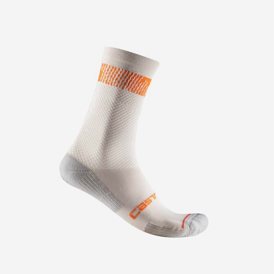 Castelli UNLIMITED 18 Men Socks Silver / Orange Red | 74VRSJCBT