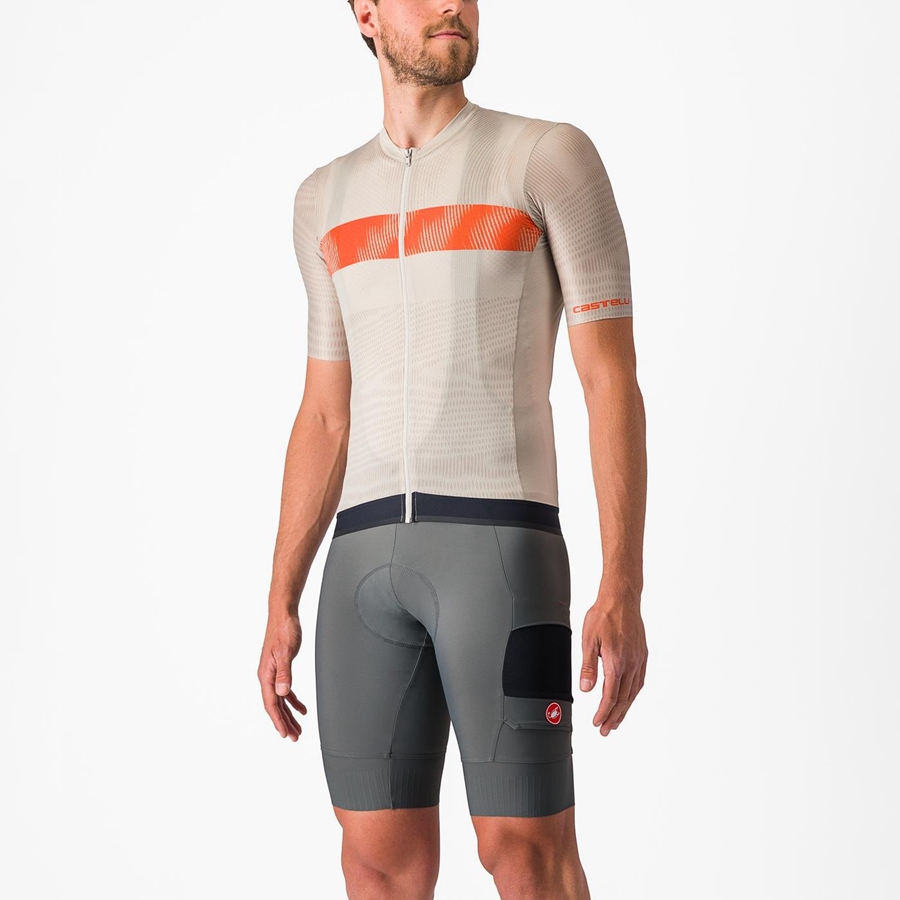 Castelli UNLIMITED ENDURANCE Men Jersey Silver / Orange Red | 50GICEFZH